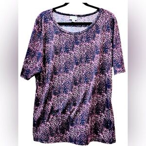 LuLaRoe Gigi Women’s 3XL – Purple Cheetah Print Fitted Top, NWOT